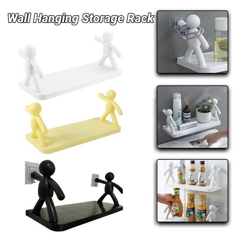 Wall Hanging Bathroom Human Hook Rack Floating Wall Ledge Plastic ...