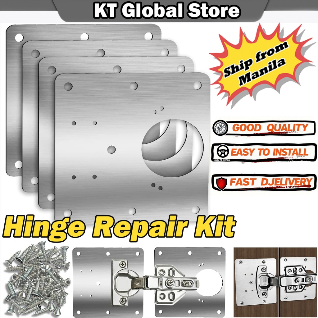 4PCS Cabinet Hinge Repair Plate, Hinges Repair Fixing Plates, Stainless ...