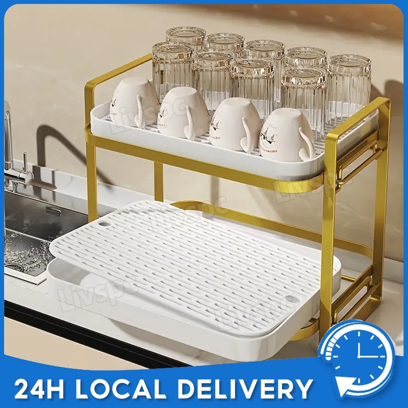 2Tier Cup Organizer Cup Drying Rack Dishwashing Rack Tea/Coffee Cup ...