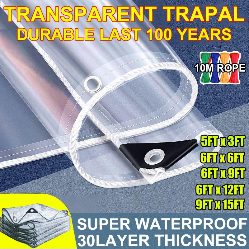 【10X THICK】Transparent Trapal Waterproof Makapal na luha-patunay na ...