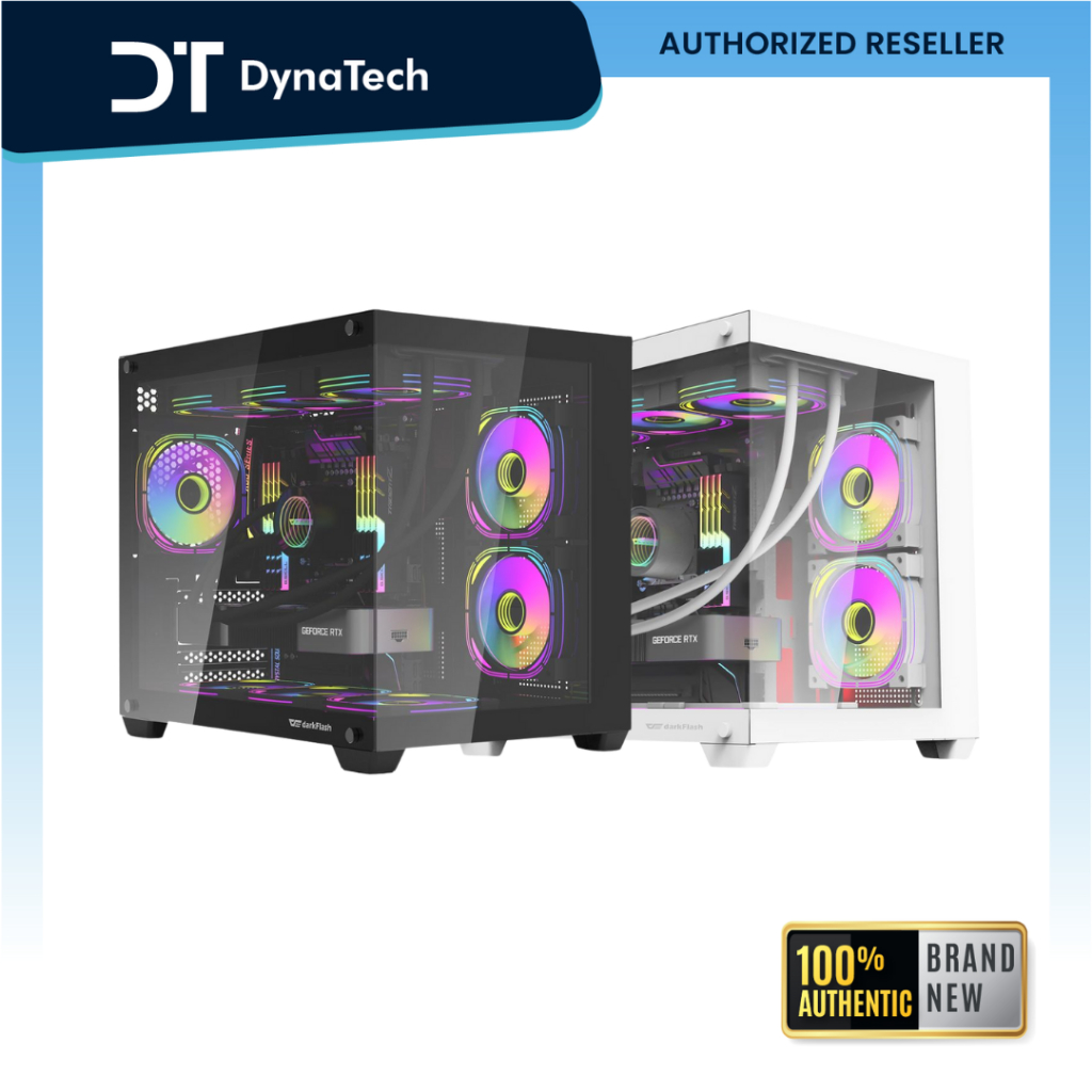 DarkFlash C285MP V2 mATX PC Case Tempered Glass Panoramic Side ...