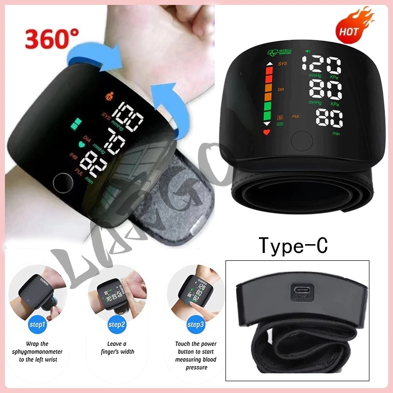 BP Monitor Digital Blood Pressure Monitor Rechargeable Wrist BP Monitor ...