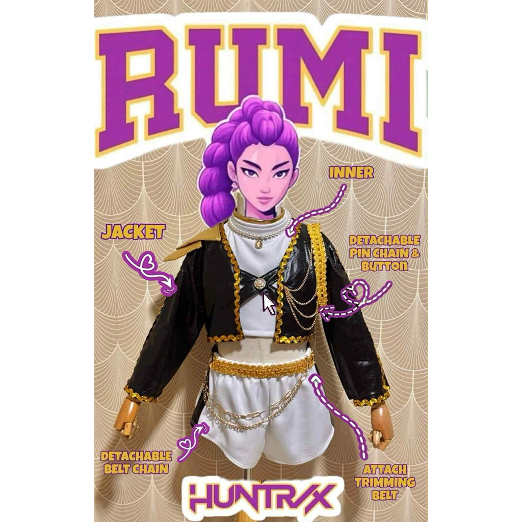 RUMI COSTUME FOR KIDS DEMON HUNTRIX Cosplay Uniforms Dress Animated ...