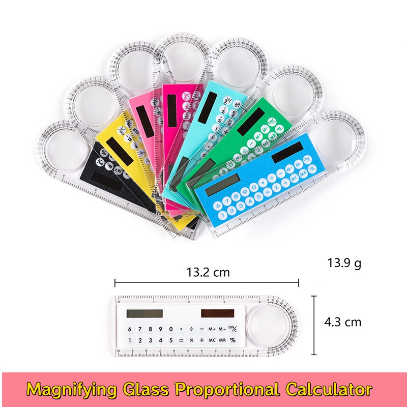 Mini Magnifying Glass Scale Calculator Color Multi-function Student ...