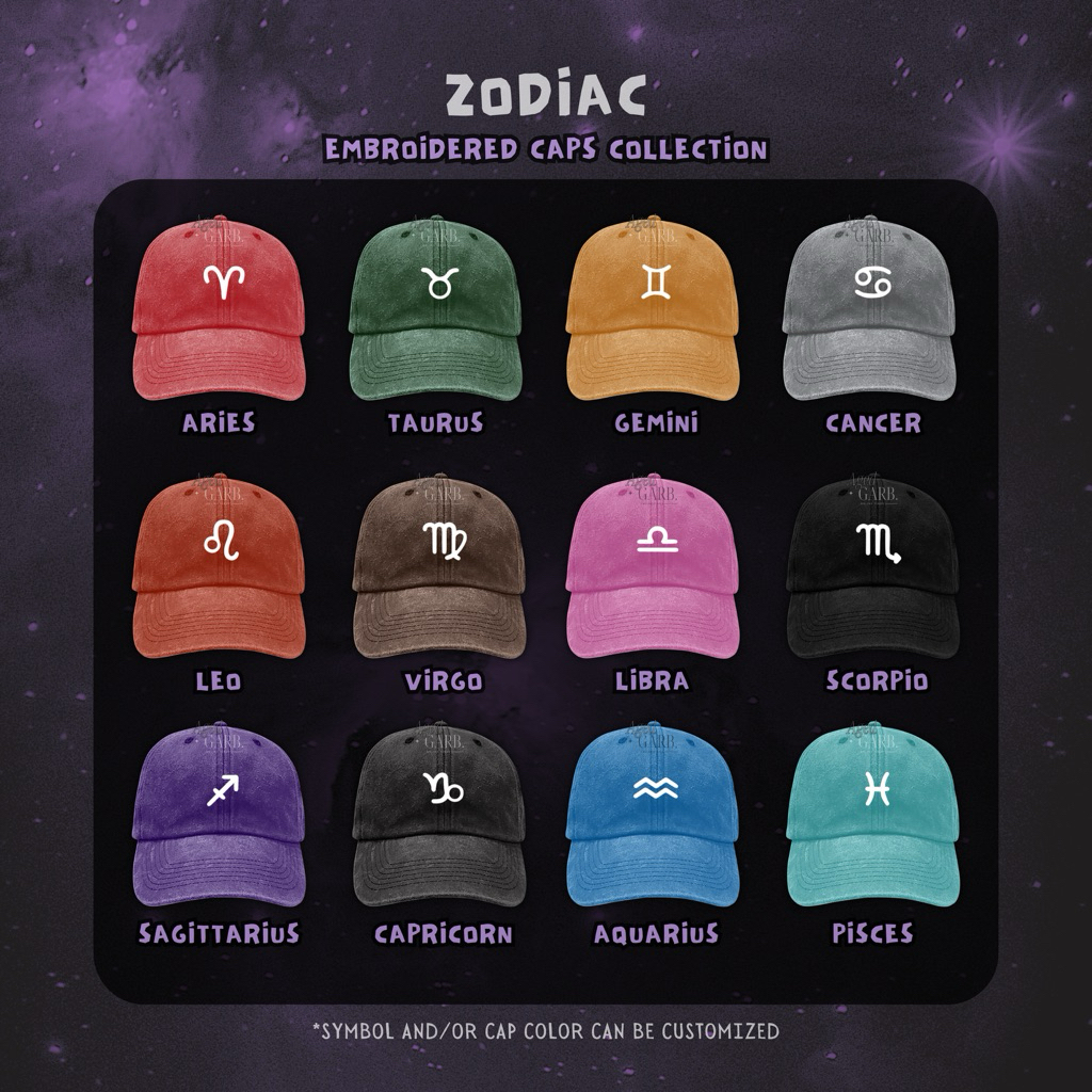 Zodiac Sign Embroidered Custom Embossed Vintage Caps | Shopee Philippines
