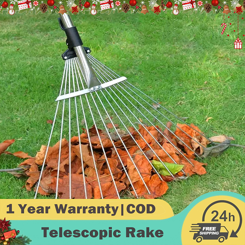 Adjustable Grass Rake Garden Lawn Grass Rake Dead Leaves Rake ...