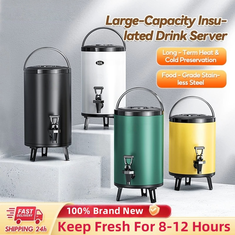 Tea Barrel Milk Tea Bucket With Faucet 10L Water Jug Stainless Thermos ...