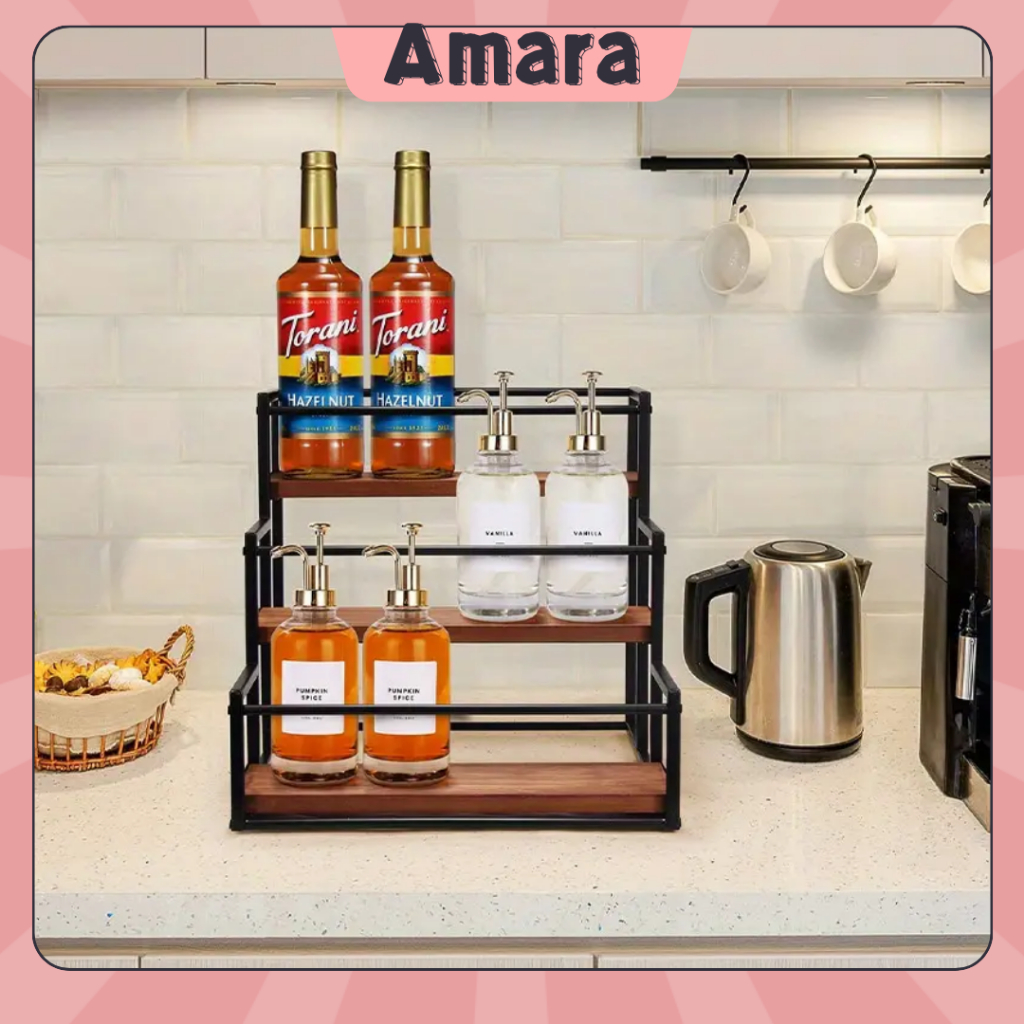 Wine Storage Stand Organizer Coffee Syrup Rack Spice Rack Pump Wine ...