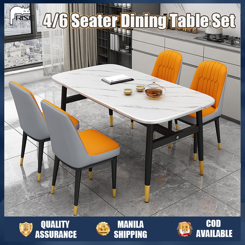 RISE Nordic Wooden Dining Sets 4 Seaters Dining Table Set with Chairs ...
