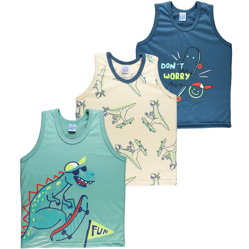 Teeter Totter 3-piece Boy 2 to 5 year olds Cotton Sando Tank Top (Roar ...