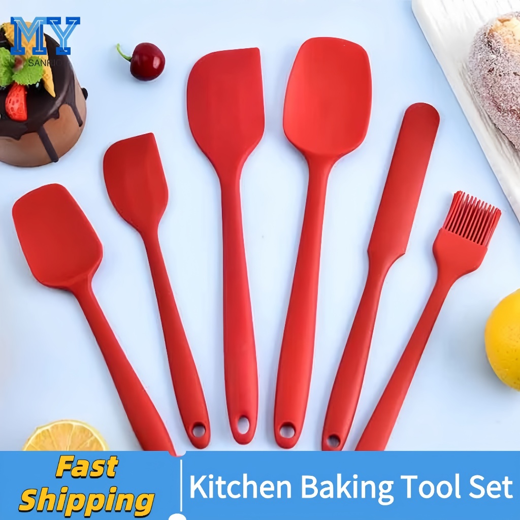 6 Pcs Kitchen baking Tool Set Silicone Oil Brush Spoon Knife Spatulas ...