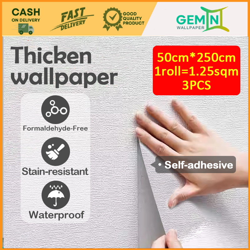3PCS Self-adhesive Wallpaper With Linen Pattern, Living Room, Bedroom ...