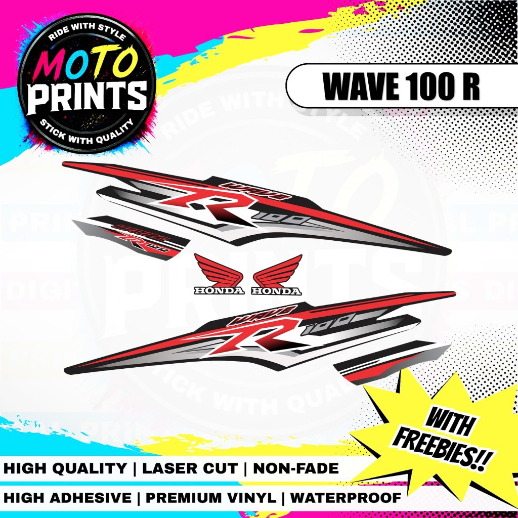 HONDA WAVE 100 R STOCK DECALS (WATERPROOF, NO FADE, FULLY LAMINATED ...