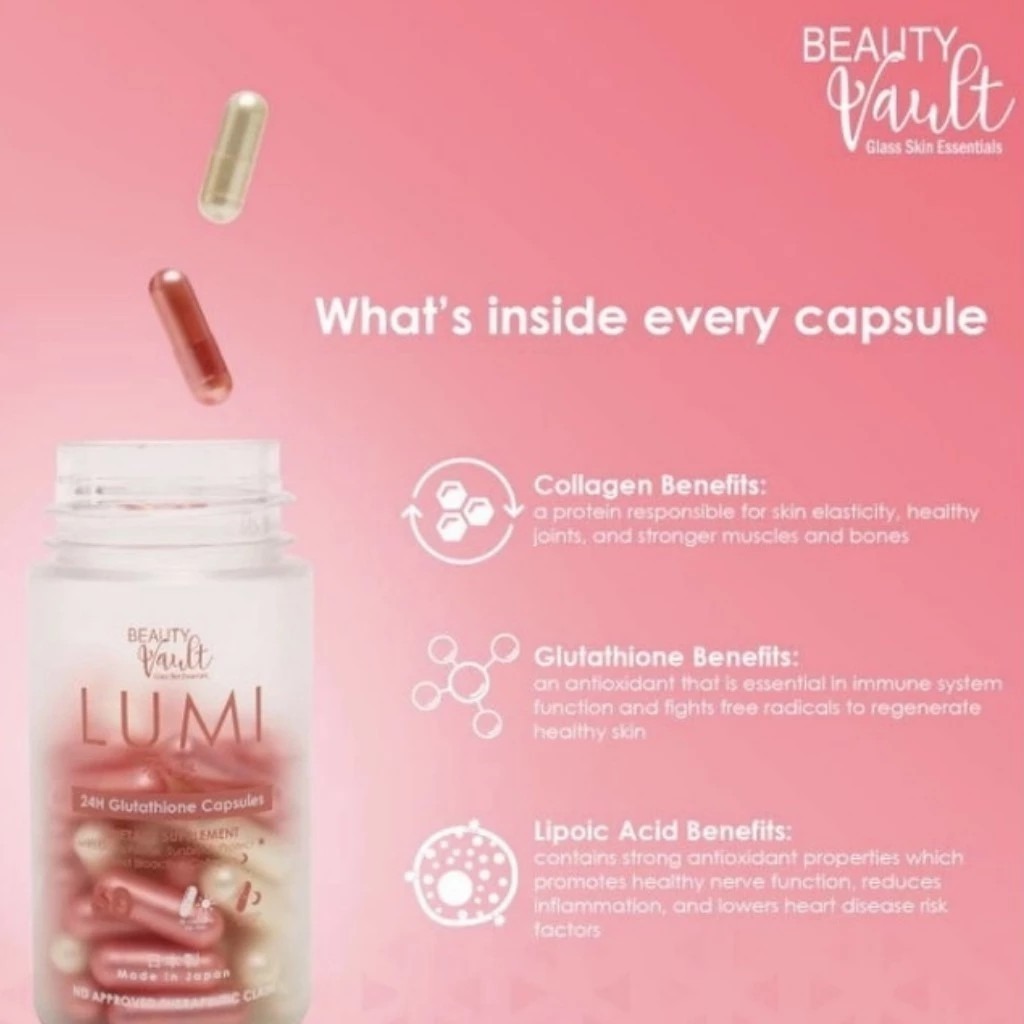 LUMI Glutathione Collagen Capsule Beauty Vault Vitamins C and E Food Supplement