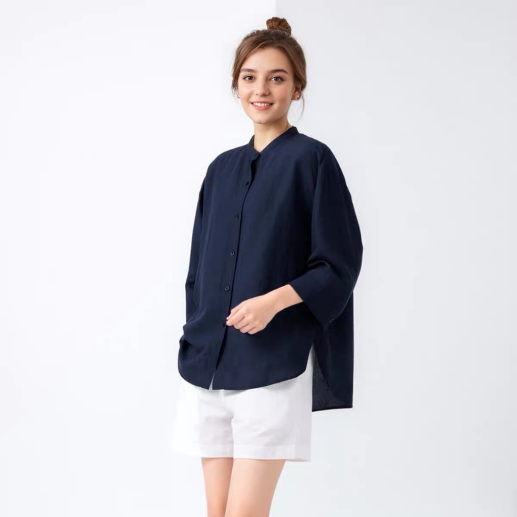 HUILISHI Elegant and Classy 3/4 Sleeves Plain Blouse Soft Cotton Linen ...