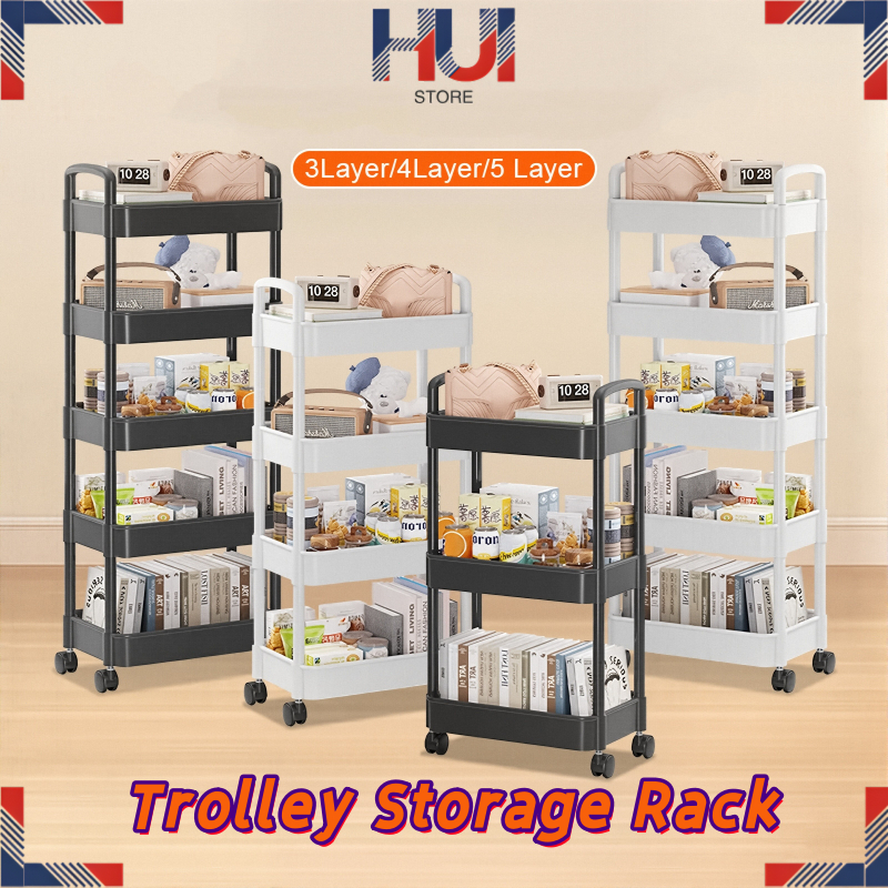 Heavy Duty Trolley Cart Multi-Layer Utility Storage Rack with Wheels ...