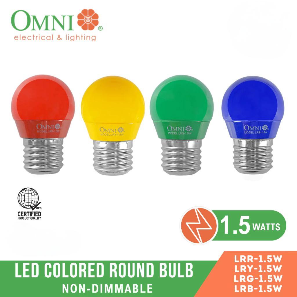 Omni 1.5W LED Colored Round Bulb Blue Green Red Yellow 1 pc. | Shopee ...