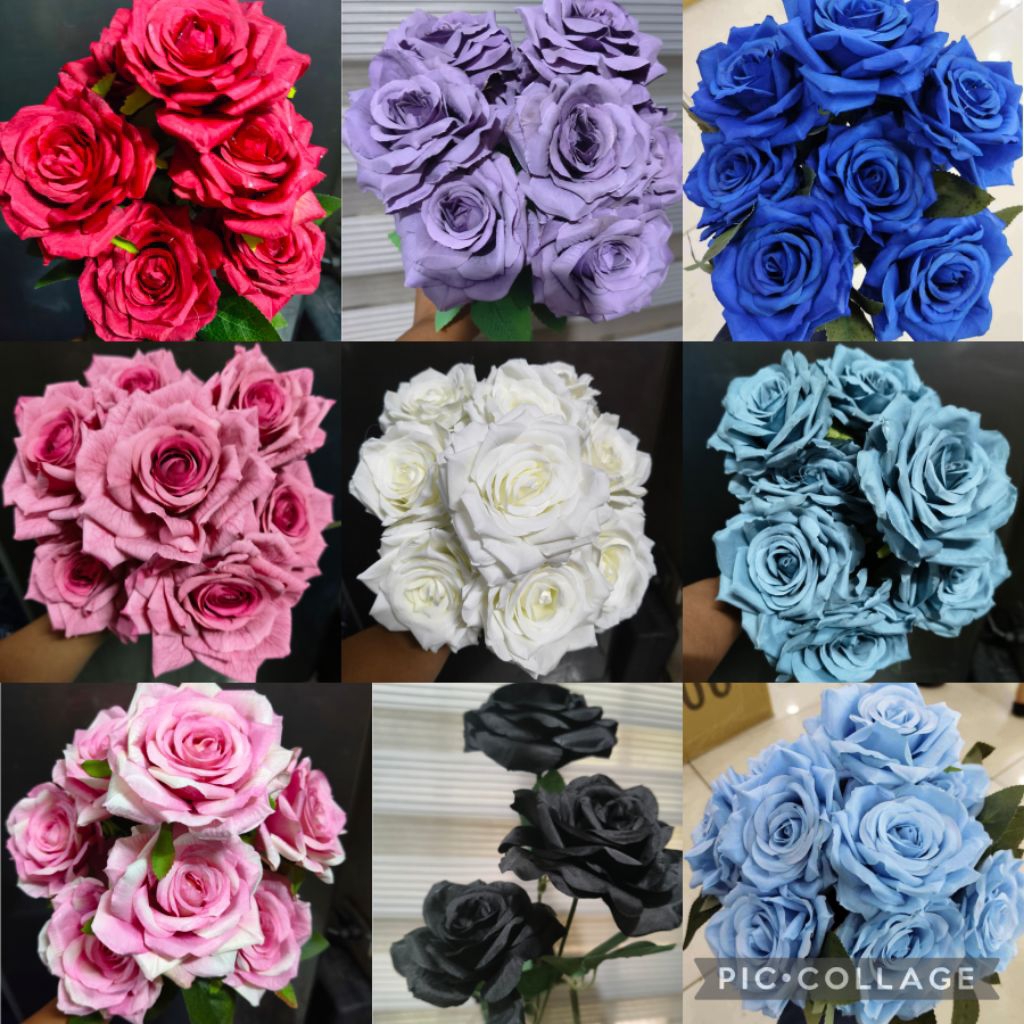 Artificial Roses Red roses white roses dusty blue flower pink rose ...