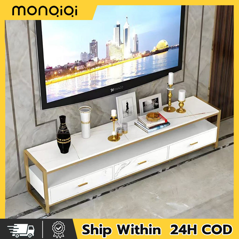 TV Rack 140*30*42cm (Marble White/Gold and Dark Gray ) with 2 ...