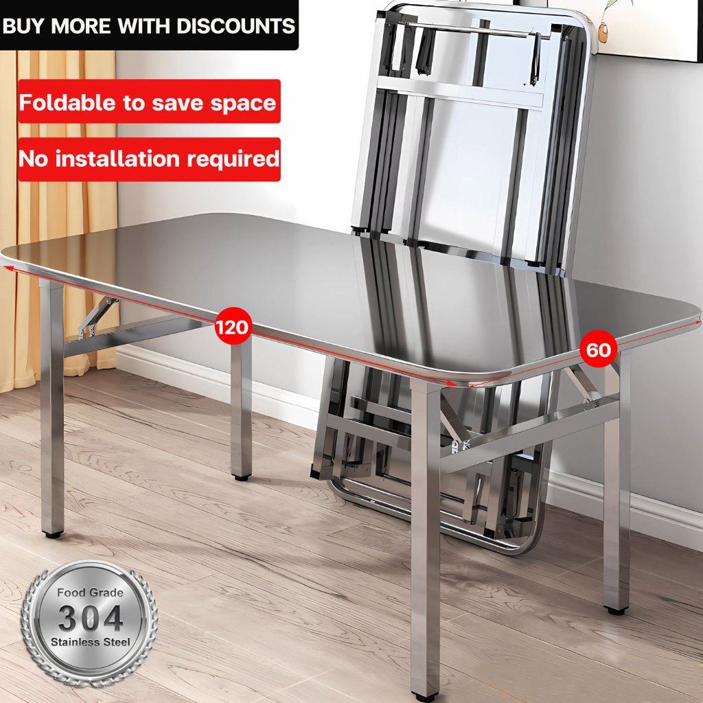 【Safe Package】 Stainless Steel Table foldable For Home Bench Portable ...