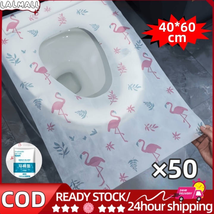 Flamingo 50pcs Disposable Toilet Seat Cover Waterproof Travel Toilet ...