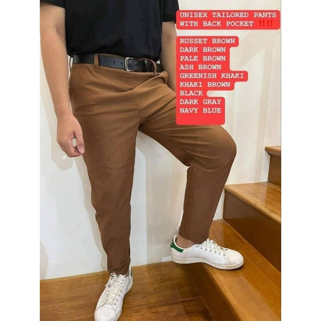 Relaxed unisex tailored pants with belt loops, side, and back pockets ...