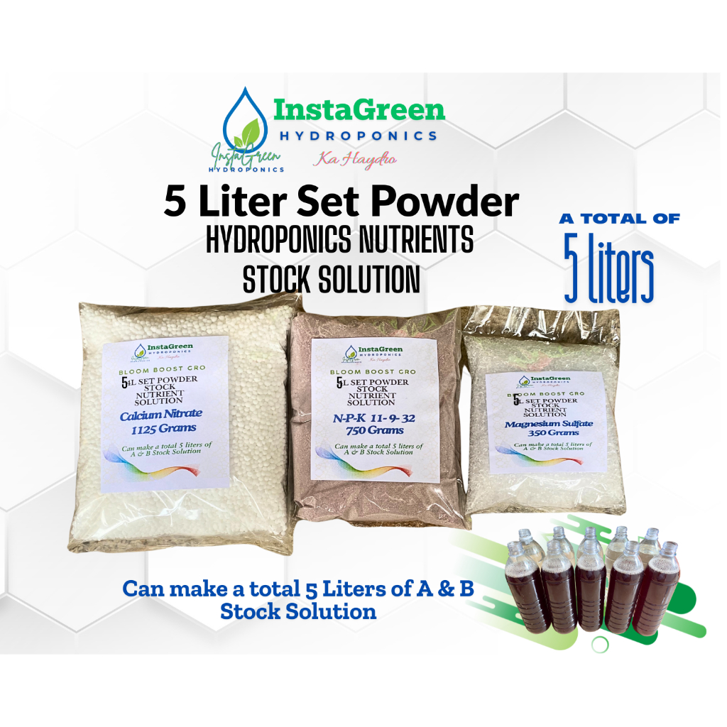 5 Liter Set Hydroponics Stock Solution A & B Powder for Leafy and Fruit ...