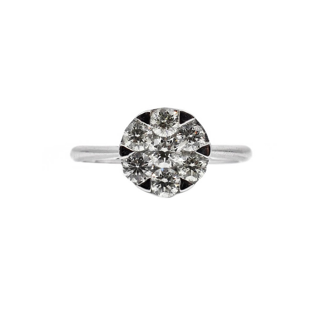 18K Italian Made White Gold Lady Ring With Diamonds EL25-X01581 ...