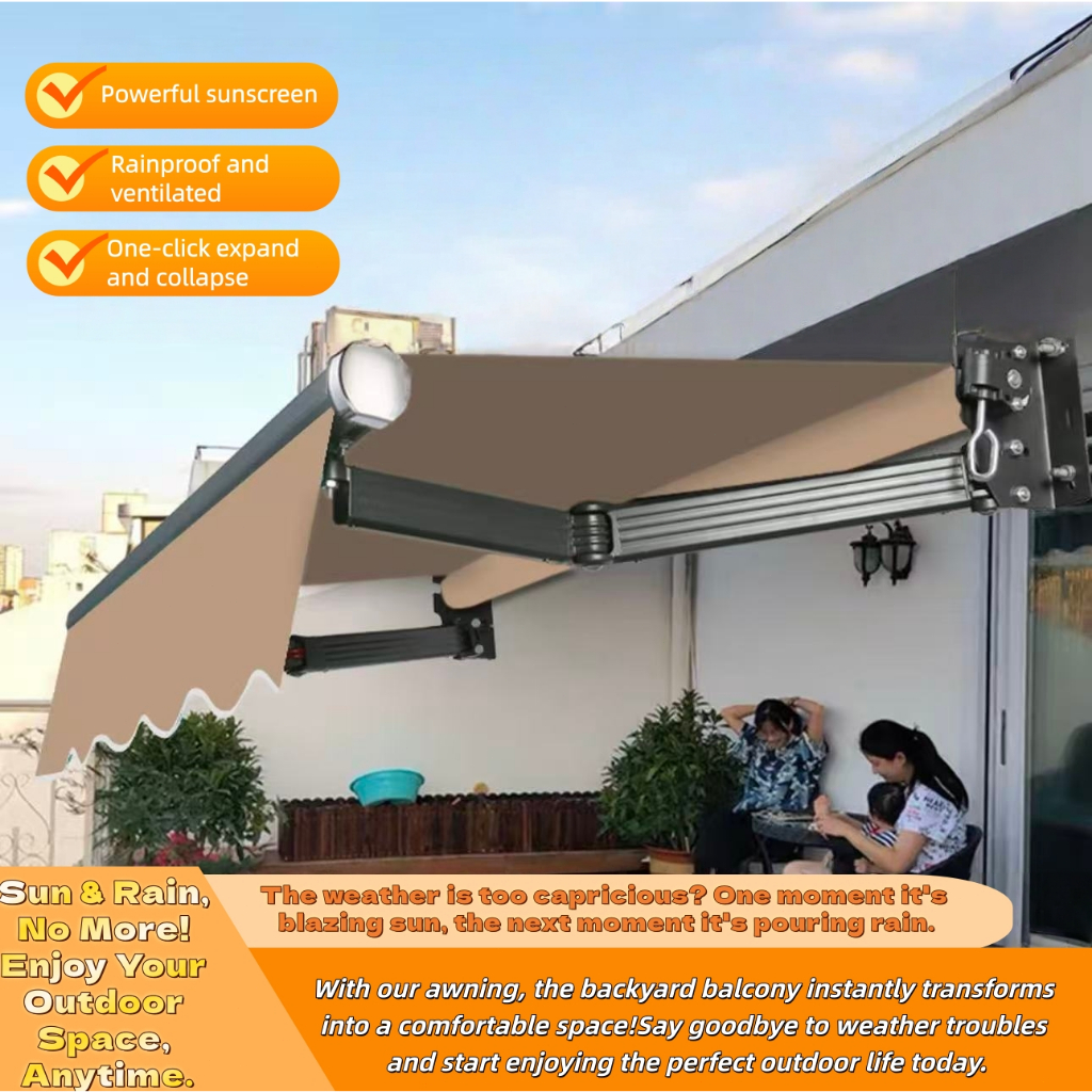 Heavy Duty Retractable Awning for Outdoor Home Use Waterproof ...