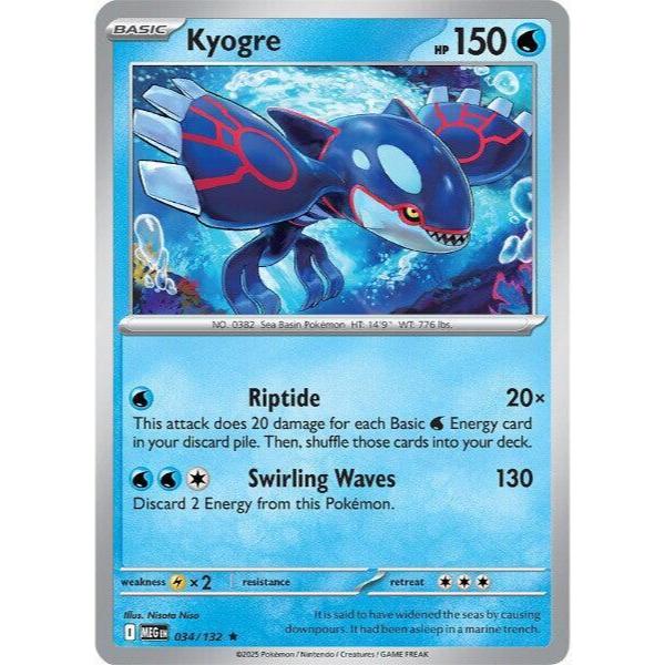 kyogre rare card Pokemon TCG Mega Evolutions | #034/132 | Kyogre main image 1