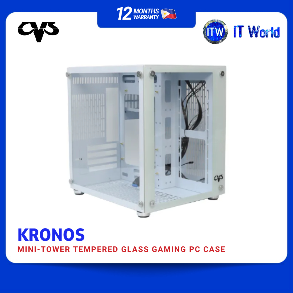 CVS Kronos Mini-Tower Tempered Glass Gaming PC Case (White) | itw ...
