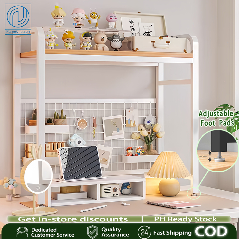COD⚡Desktop Rack bookshelf With Grid Multi-Layer Tabletop Storage Shelf ...