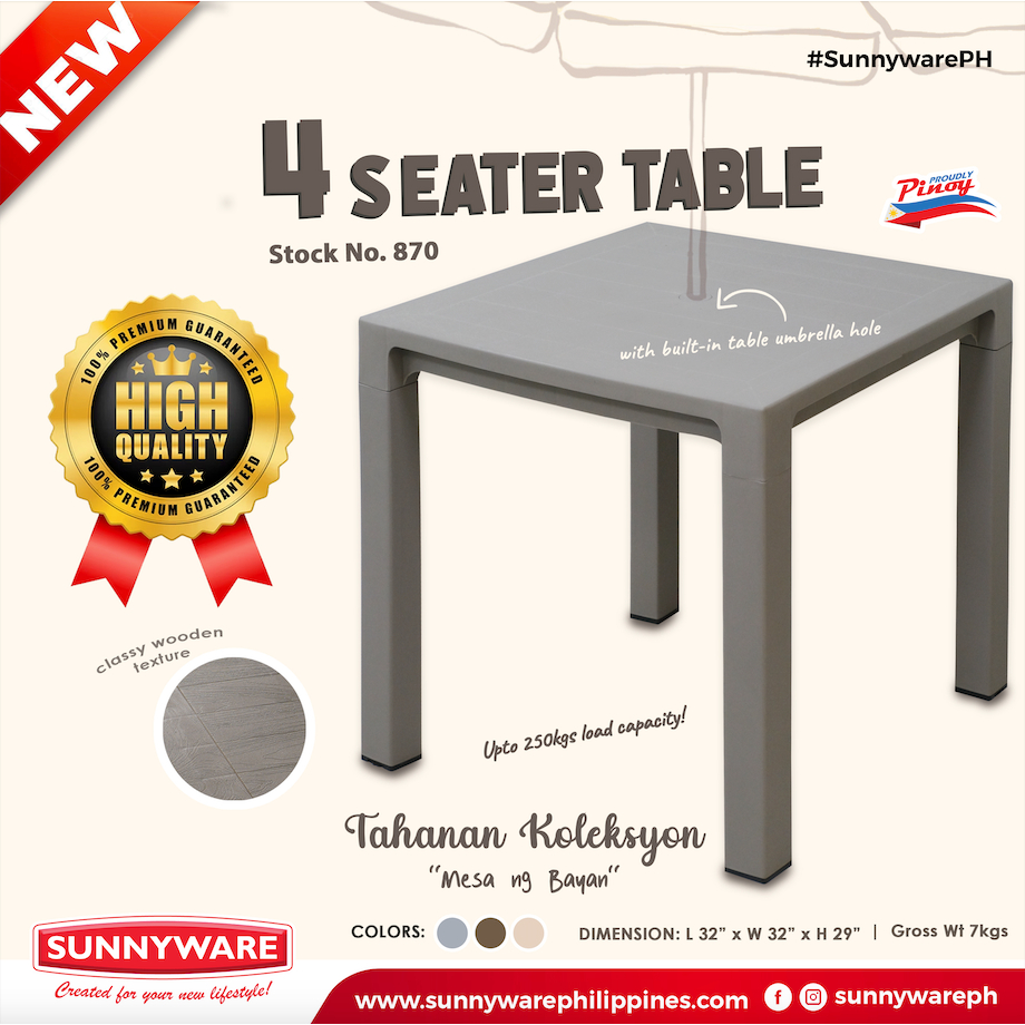 1pc MESA NG BAYAN 4-seater table [Sunnyware 870] | Plasticware Dining ...