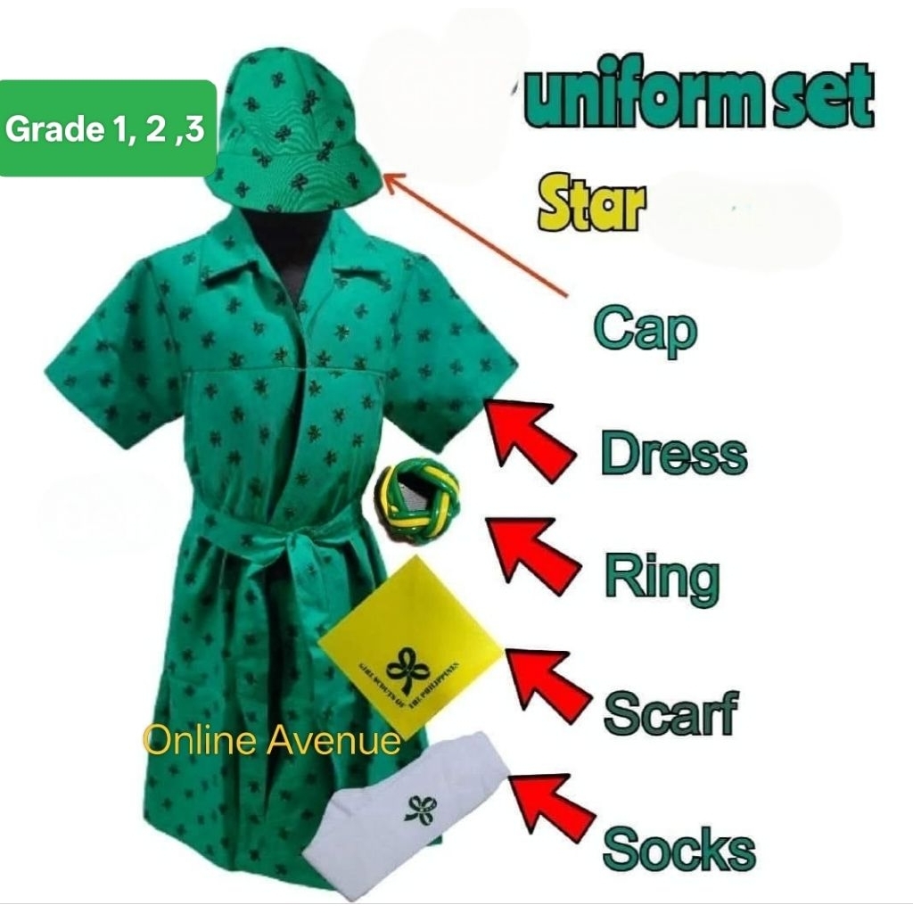 Girl Uniform Set 5 in 1 Student Outfit Grade 1-3 : canary yellow panyo ...