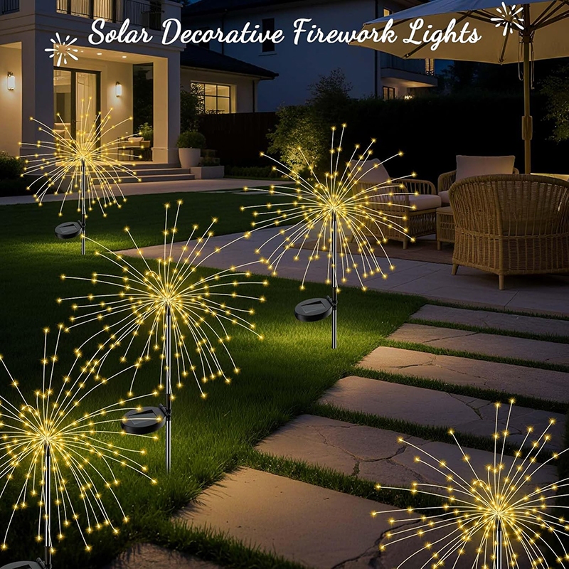 Solar Firework Lights Fairy Lights with 8 Modes Warm White Garden Yard ...