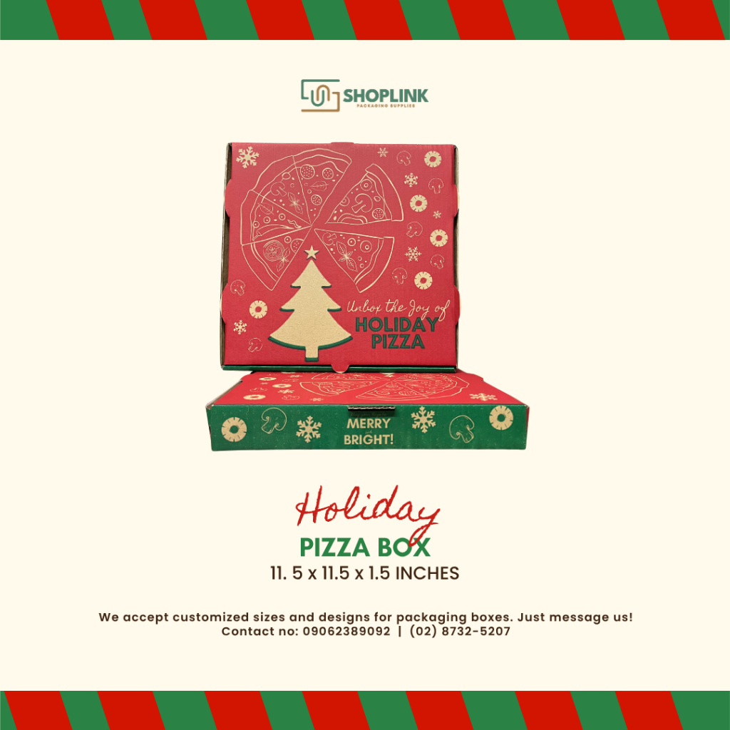 Pizza Box Corrugated Packaging | Brown Kraft | Generic Print | HOLIDAY ...