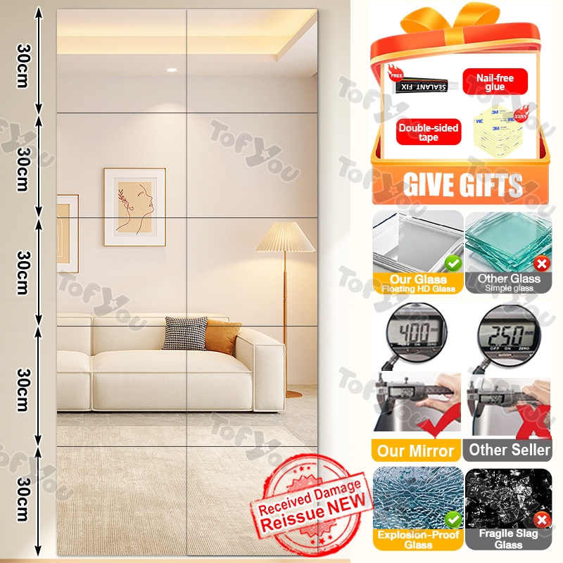 Mirror wall sticker 5pcs/set Mirror HD full-body Wall mirror whole body ...