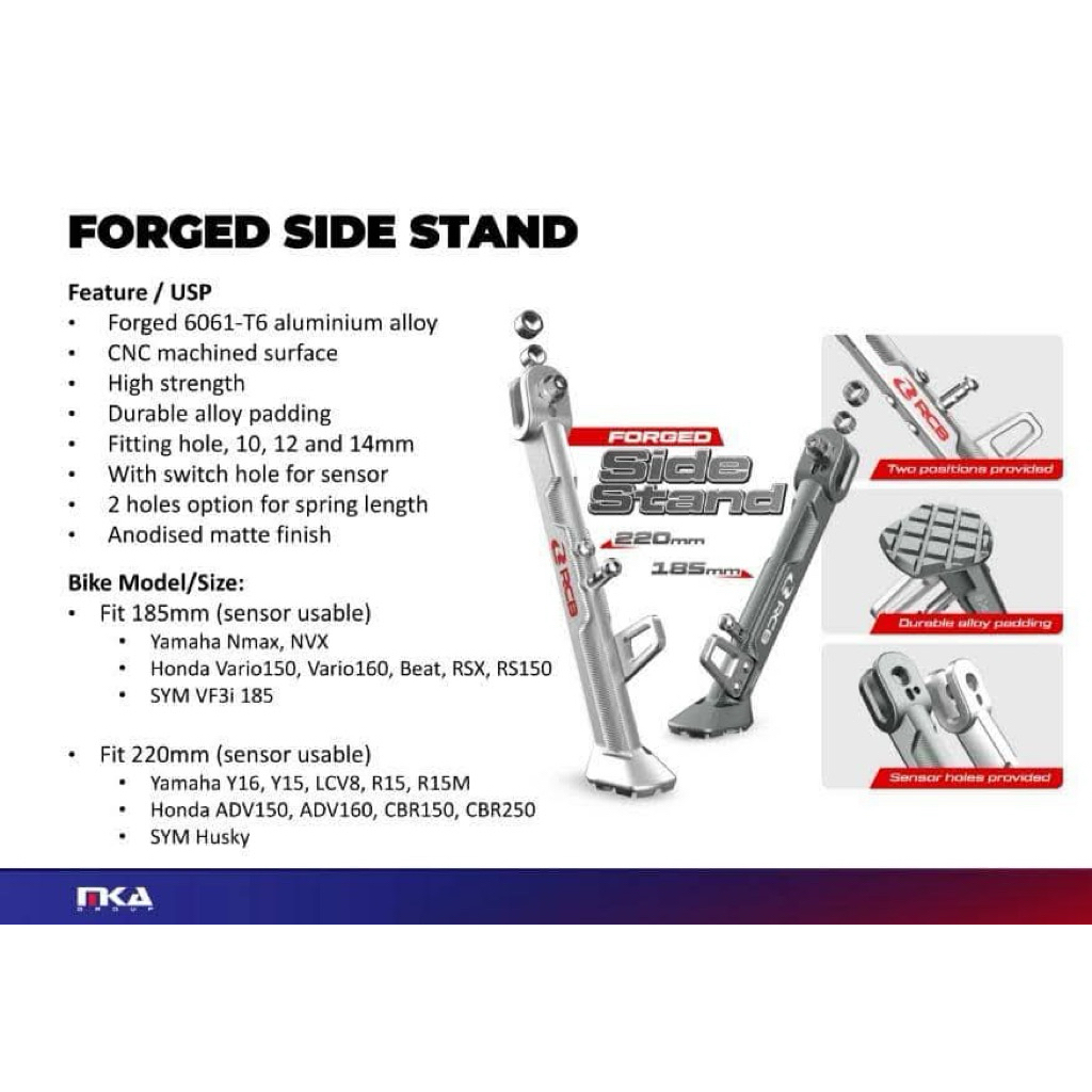 RCB Forged Alloy Side Stand 220mm and 185mm | Shopee Philippines