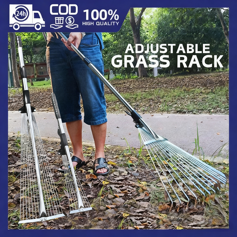 Grass Rake Garden Lawn Grass Rake Dead Leaves Rake Telescopic Handle ...