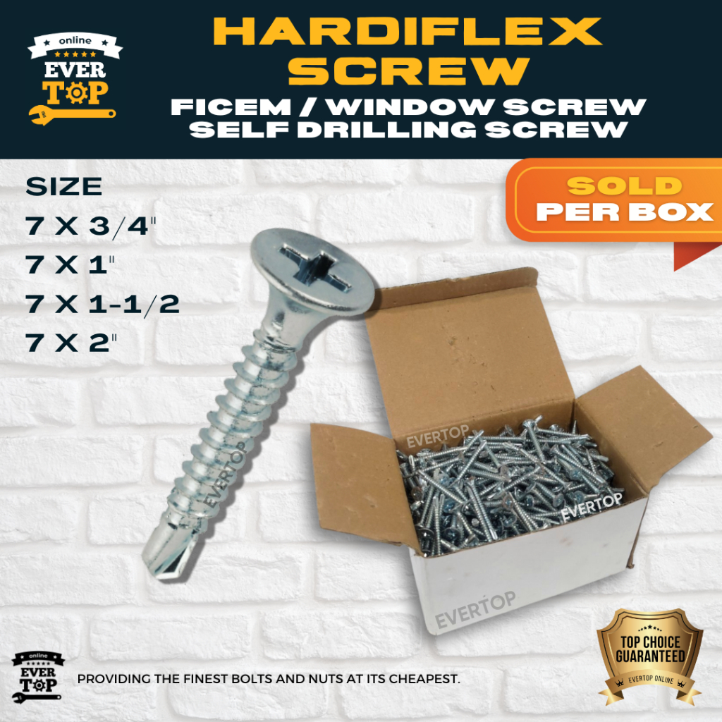 1 BOX Window Screw Hardiflex Ficem Screw Flat Head Self - Drilling SOLD ...