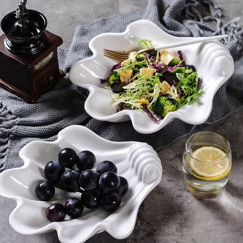 OFNATURE Shell Shape Ceramic Plate 9 inch Elegant Salad Dessert Serving ...
