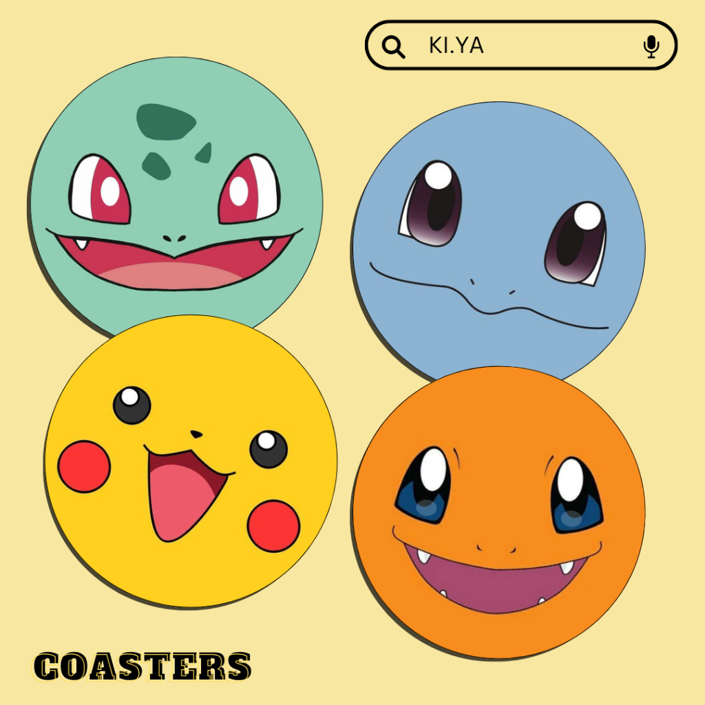 KI.YA Round Pokemon Mug Coasters |Table Decor |Gift |Aesthetic |Premium ...