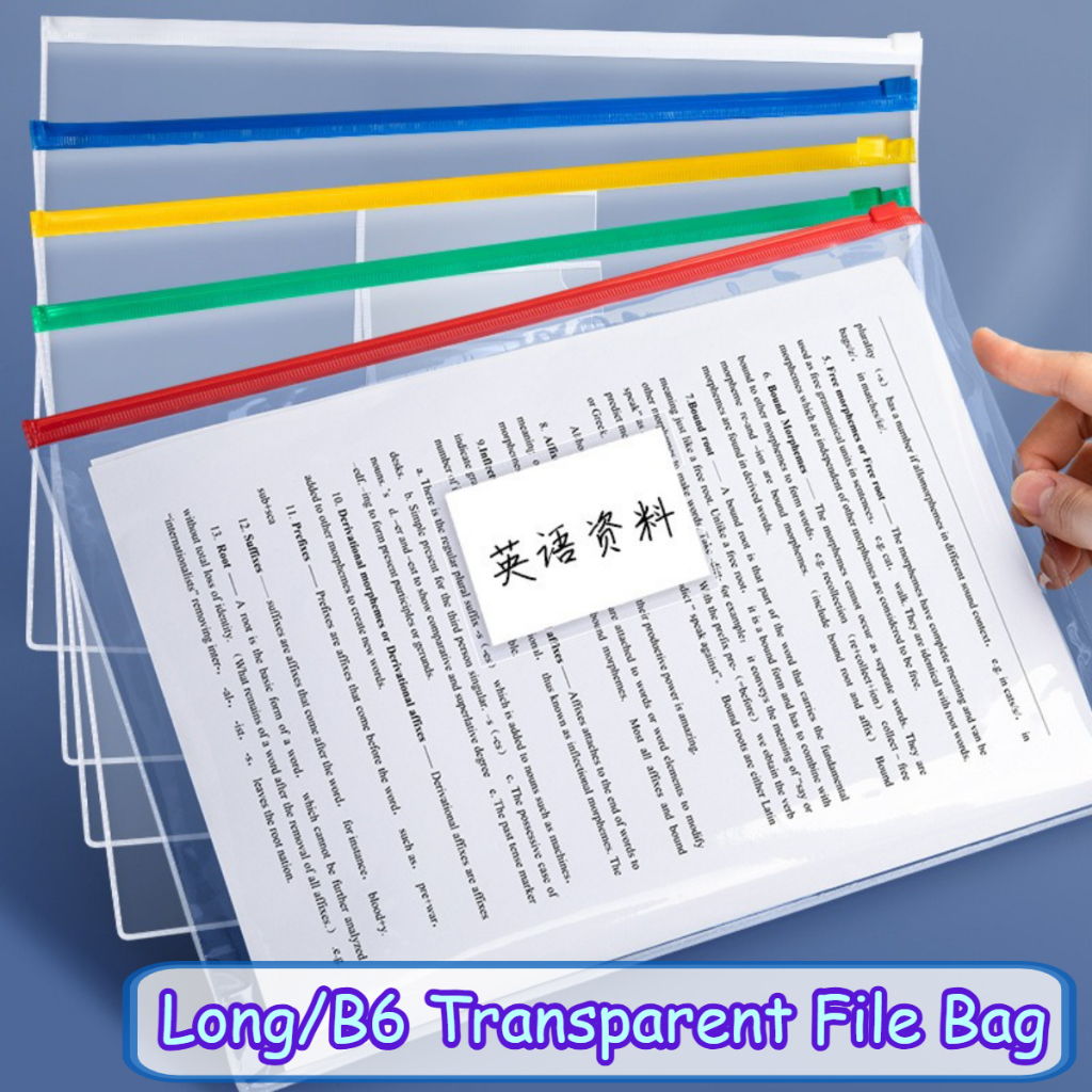 12PCS Transparent File Bag Long/B6 Envelope Zipper Pouch Clear Document ...