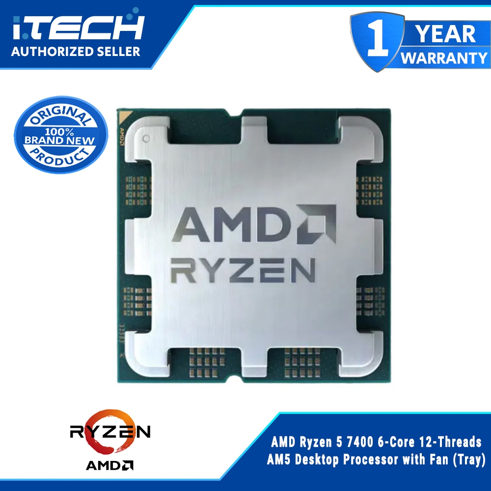 AMD Ryzen 5 7400 6-Core 12-Threads AM5 Desktop Processor with Fan (Tray ...