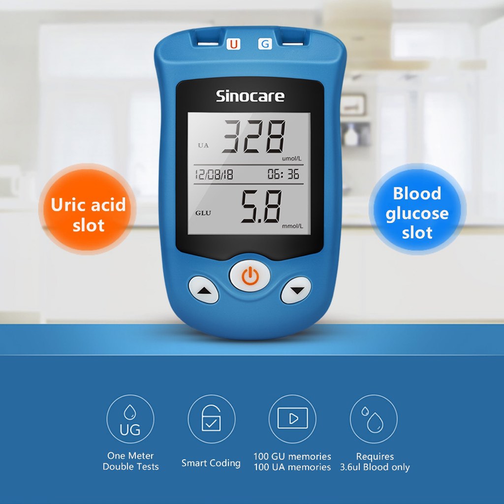 Sinocare Safe AQ UG Blood Glucose and Uric Acid Monitoring System ONLY ...