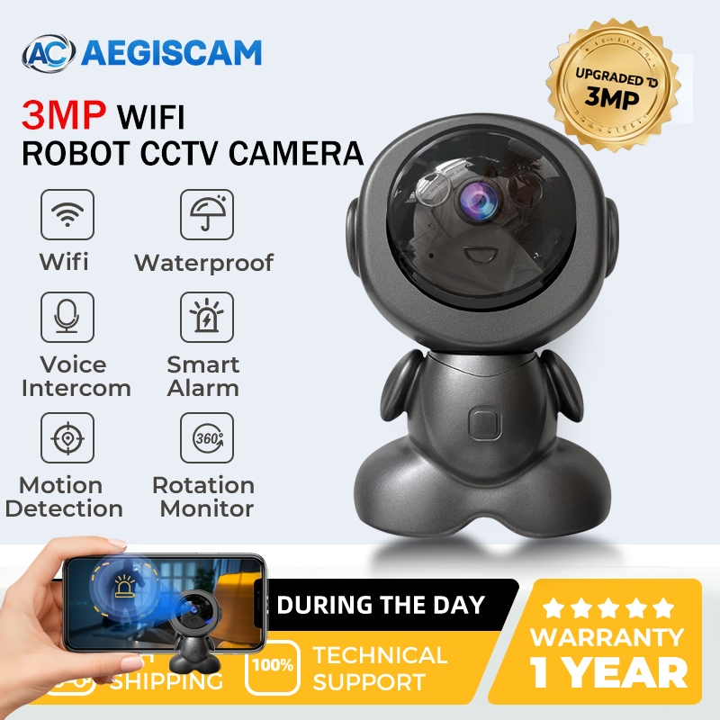 3MP Upgrade Robot WiFi CCTV Camera connect to cellphone Voice Intercom ...