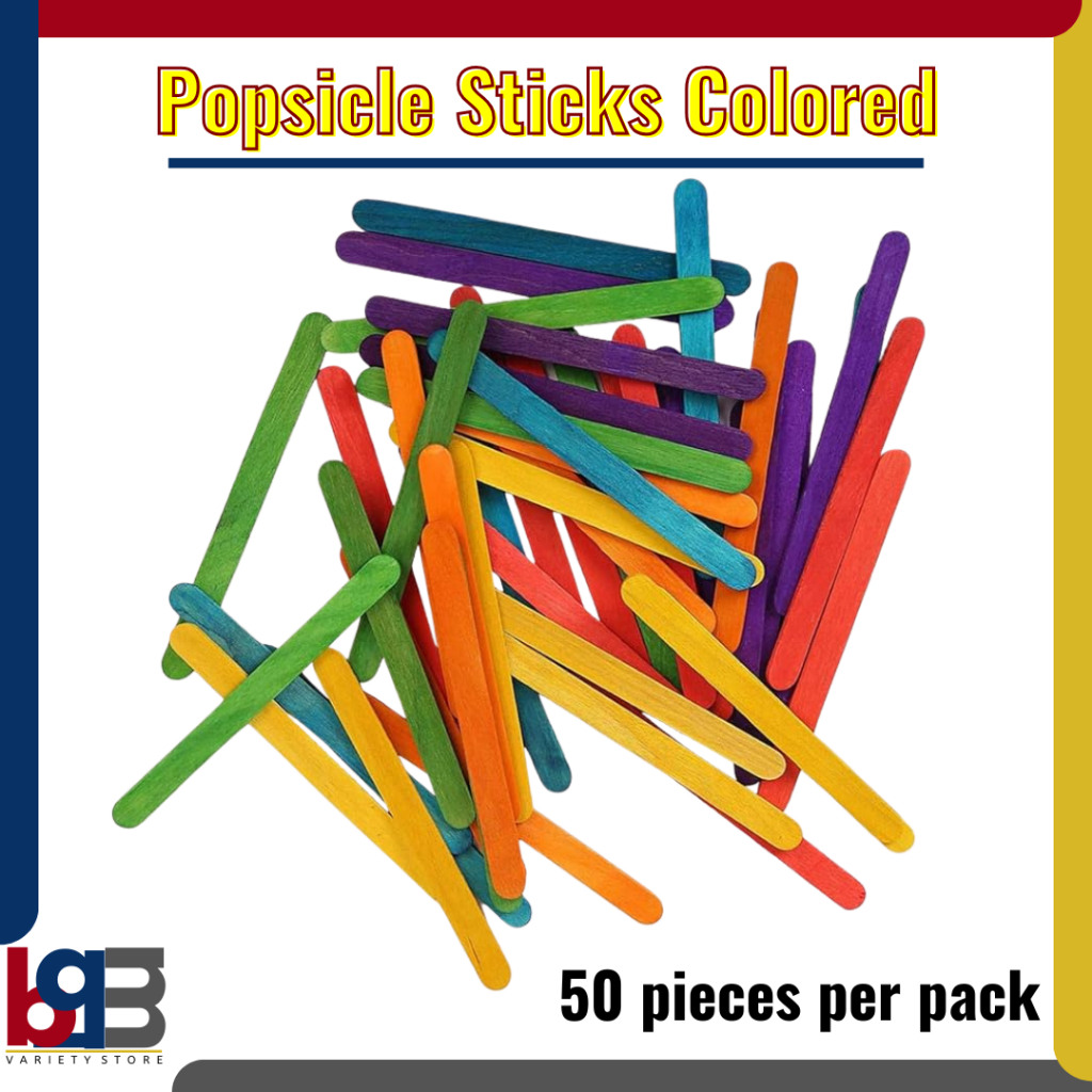 Popsicle Sticks- Colored and Natural (Sold per pack) (50 pieces per ...