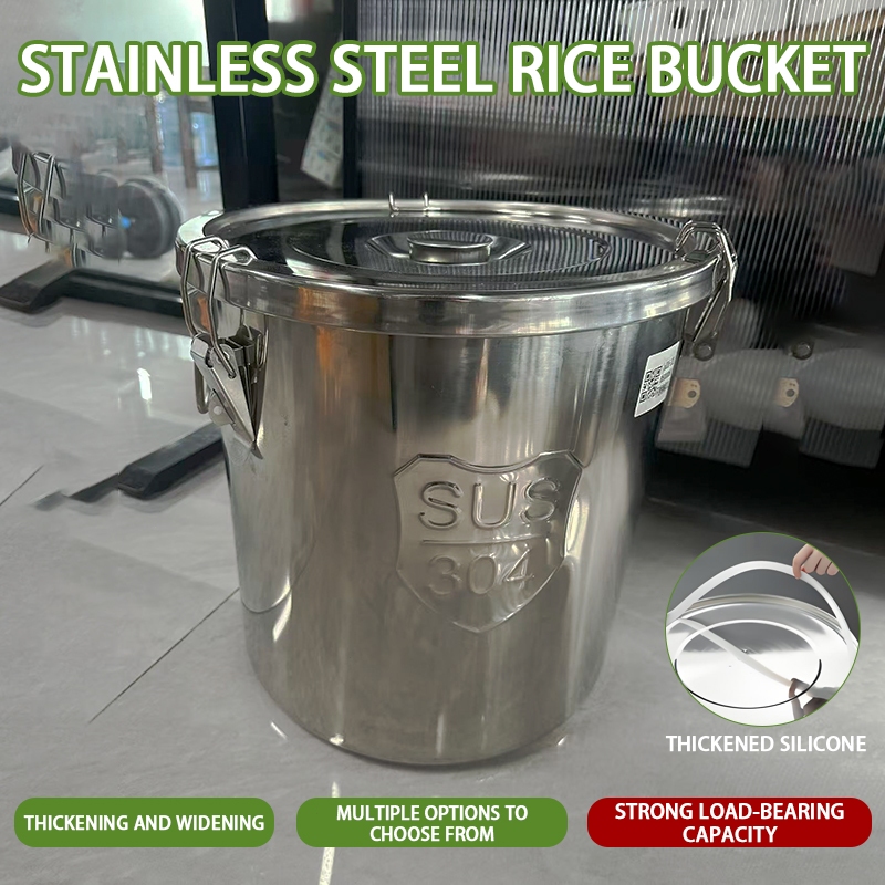 304 Stainless Food Storage Rice Dispenser Metal Bucket Large Capacity ...