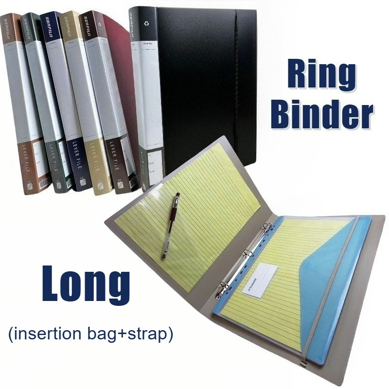 Long Binder with Strap Document Organizer 3 Ring Binder Cover File ...