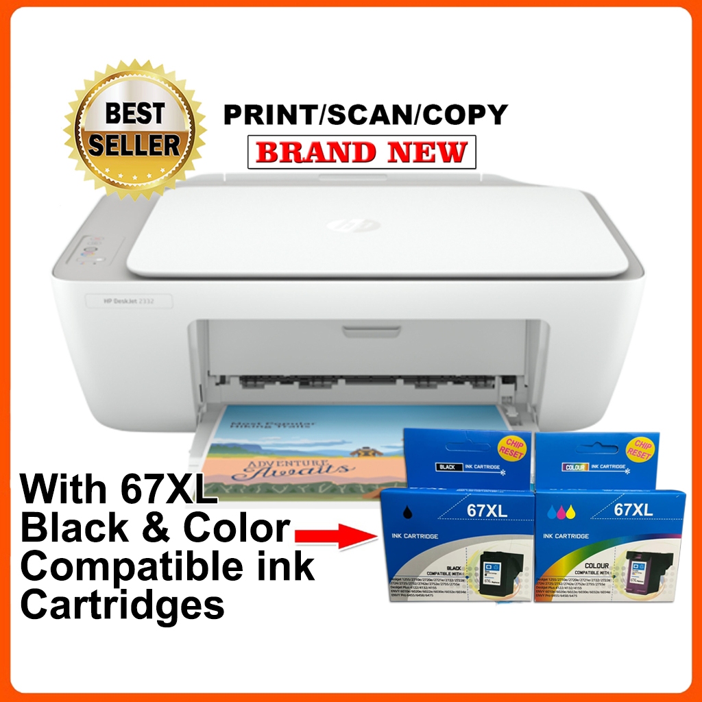 HP Deskjet 2332 w/ 67XL Compatible ink Cartridges | Shopee Philippines